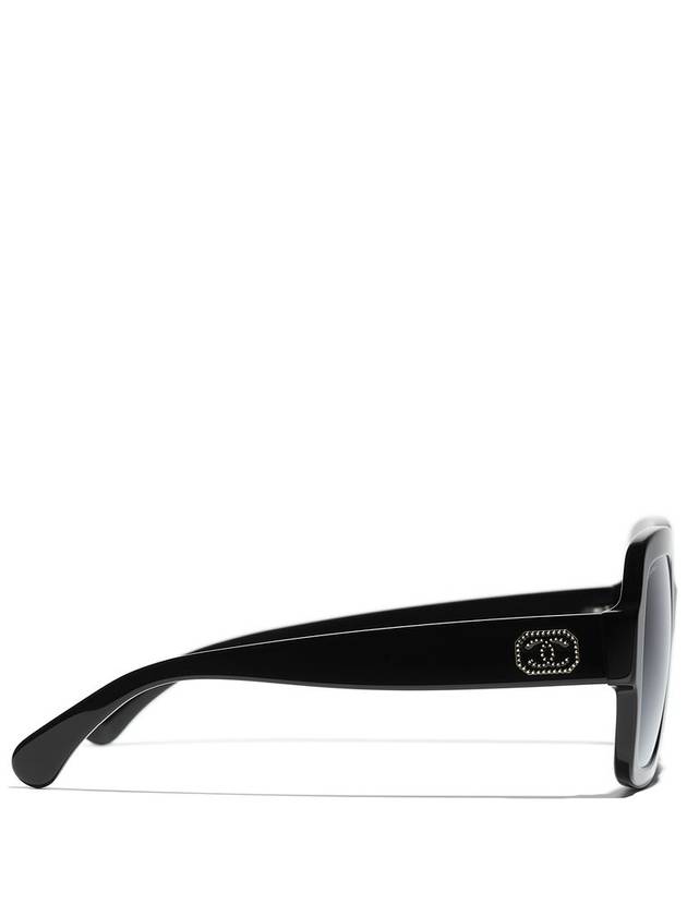 Eyewear Logo Square Horned Rim Sunglasses Black - CHANEL - BALAAN 4