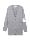 Stitched Cotton 4 Bar Cardigan Grey - THOM BROWNE - BALAAN 1