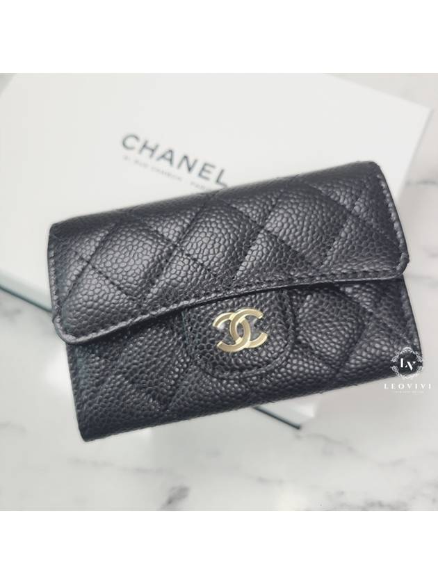 Classic Grained Calfskin Card Wallet Black - CHANEL - BALAAN 4