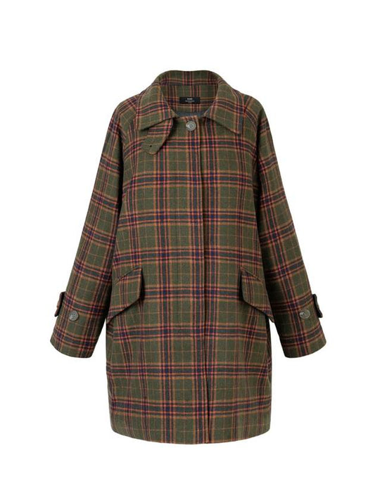 Mars wool hidden button half coat green check MARS12GC - RAMUSTUDIO - BALAAN 1