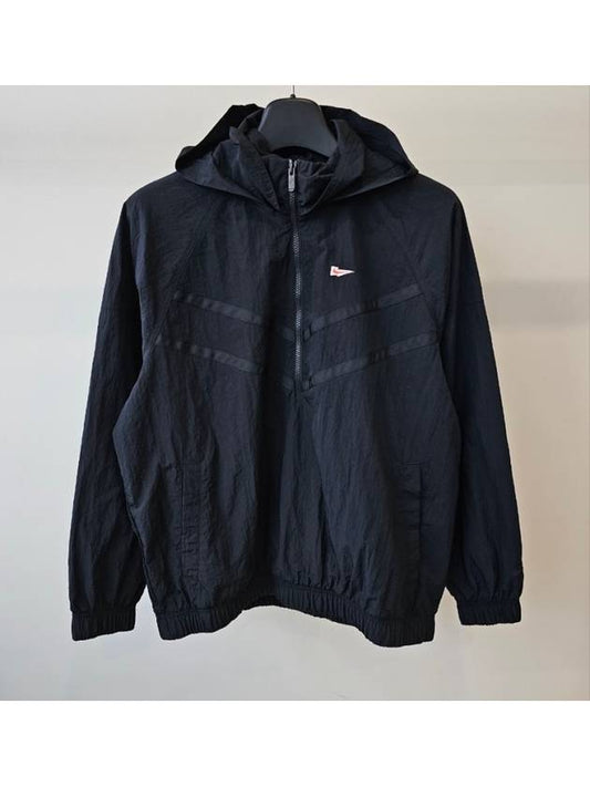 Men's Sportswear Windrunner Half Zip Lined Hooded Anorak Black - NIKE - BALAAN 2