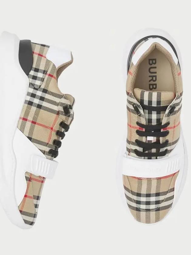 Vintage Check And Leather Sneakers White Archive Beige - BURBERRY - BALAAN 6