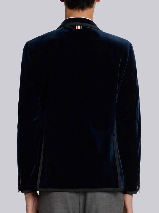 Men's Cotton Velvet Tip Classic Jacket Navy - THOM BROWNE - BALAAN.