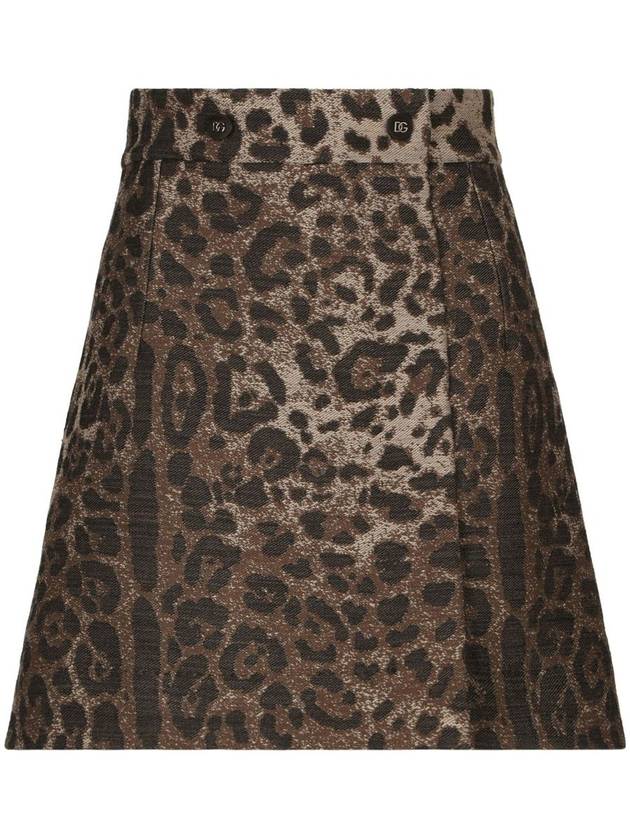 Leopard Jacquard Wool Short A-line Skirt Brown - DOLCE&GABBANA - BALAAN 2