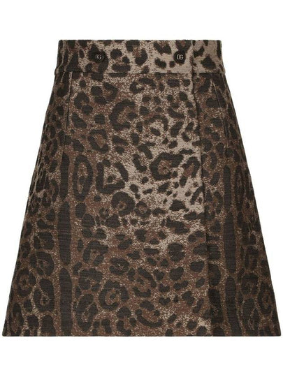 Leopard Jacquard Wool Short A-line Skirt Brown - DOLCE&GABBANA - BALAAN 2