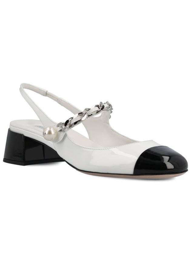 Two Tone Patent Leather Slingback Pumps White - MIU MIU - BALAAN 3