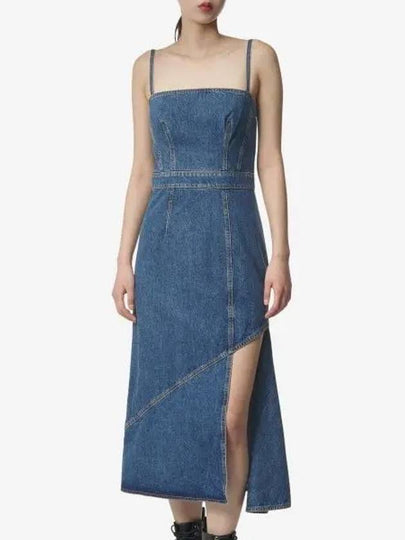 Slit Detail Denim Midi Dress Blue - ALEXANDER MCQUEEN - BALAAN 2