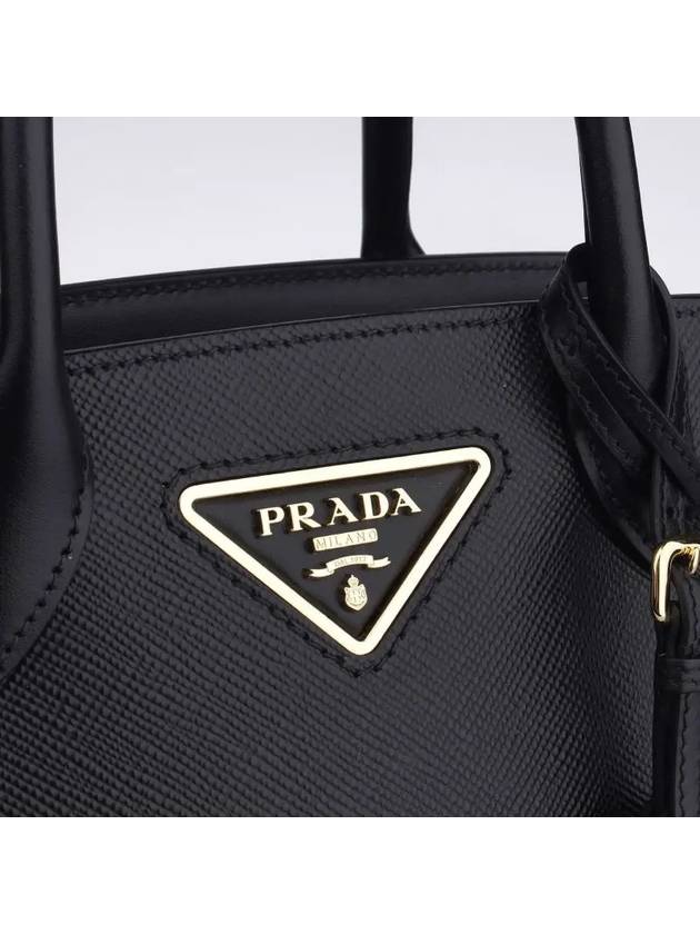 Triangle Logo Saffiano Leather Tote Bag Black - PRADA - BALAAN 4