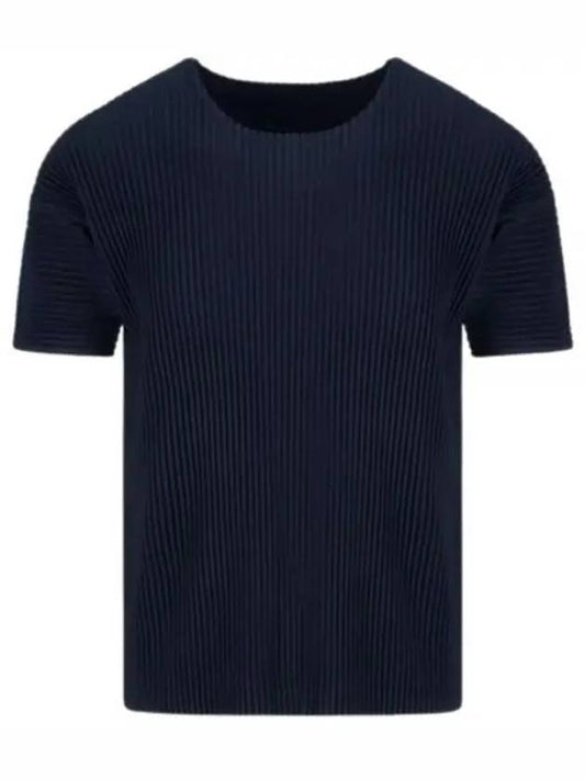 Pleated Short Sleeve T-Shirt Navy - ISSEY MIYAKE - BALAAN 2