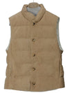 Men's Leather Down Vest Beige - BRUNELLO CUCINELLI - BALAAN 2