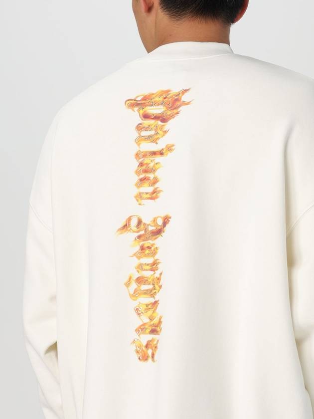 Palm Angels Burning Crew Neck Sweatshirt Off White - PALM ANGELS - BALAAN 5