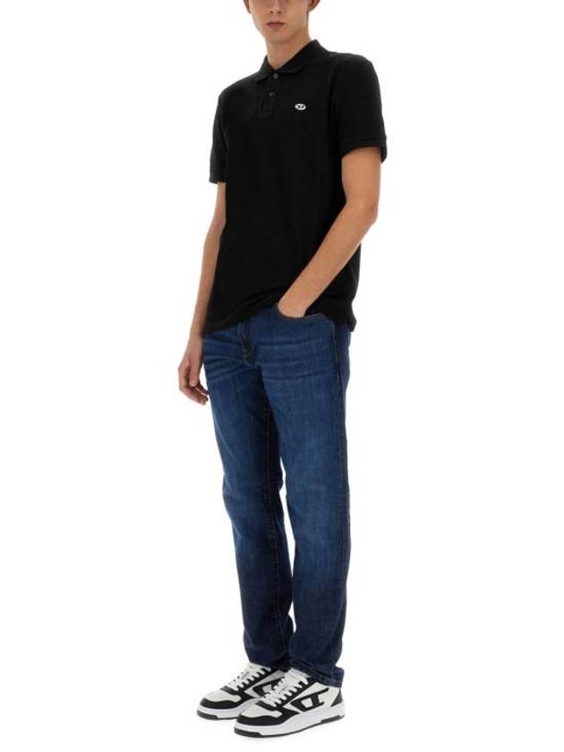 Slim Fit Organic Cotton Polo Shirt Black - DIESEL - BALAAN 3