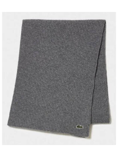 Ribbed Wool Muffler Grey - LACOSTE - BALAAN 2