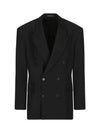 Cinched Double Breasted Wool Jacket Black - BALENCIAGA - BALAAN 2