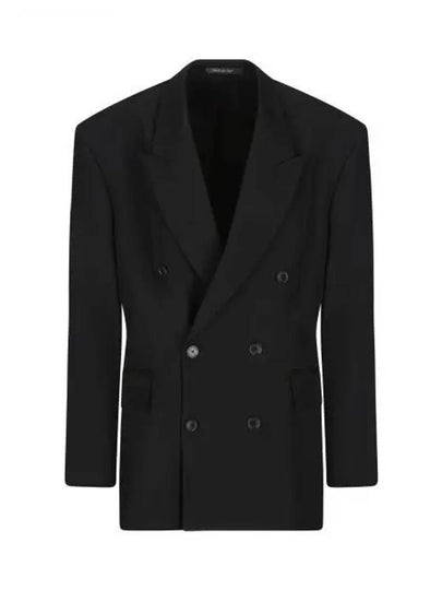 Cinched Double Breasted Wool Jacket Black - BALENCIAGA - BALAAN 2