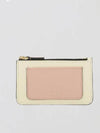 Saffiano Two-Tone Zipper Card Wallet Talc Camellia - MARNI - BALAAN 3