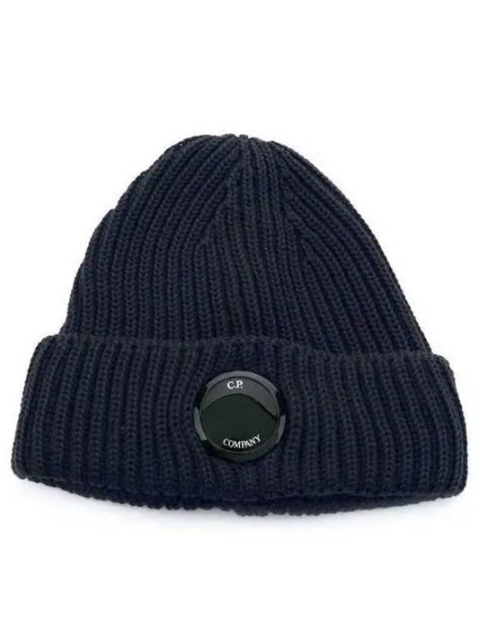 Lens Wappen Extra Fine Merino Wool Beanie Navy - CP COMPANY - BALAAN 2