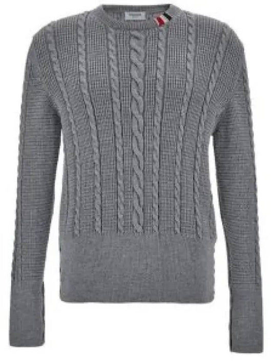 RWB Cable Wool Knit Top Grey - THOM BROWNE - BALAAN 2