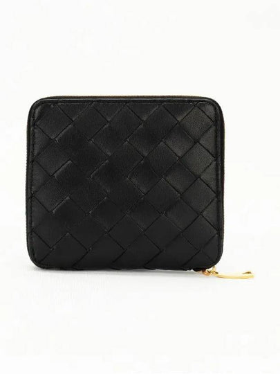 Intrecciato Zipper Around Half Wallet Black - BOTTEGA VENETA - BALAAN 2