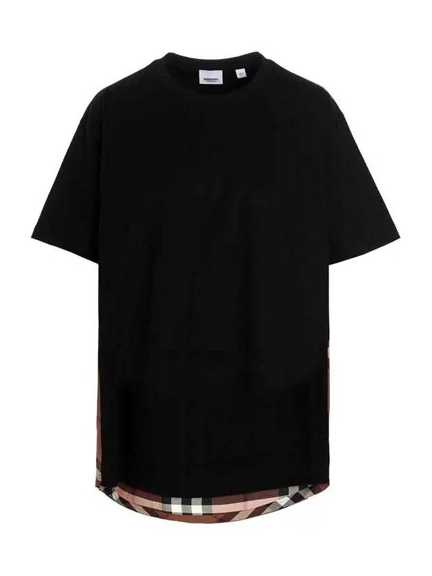 Back Check Panel Cotton Oversized Short Sleeve T-Shirt Black - BURBERRY - BALAAN 3