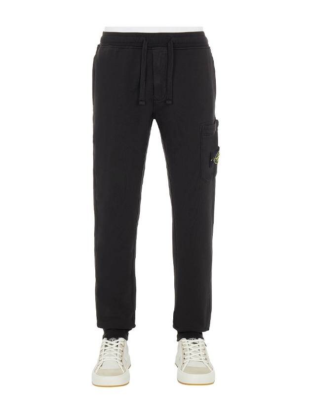 Wappen Patch Cotton Fleece Track Pants Black - STONE ISLAND - BALAAN 3