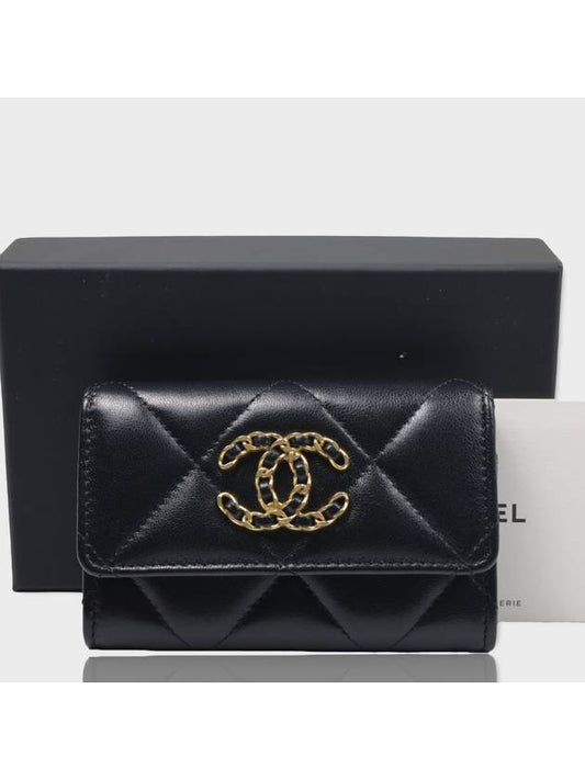 19 Gold Hardware Lambskin Flap Card Wallet Black - CHANEL - BALAAN 2