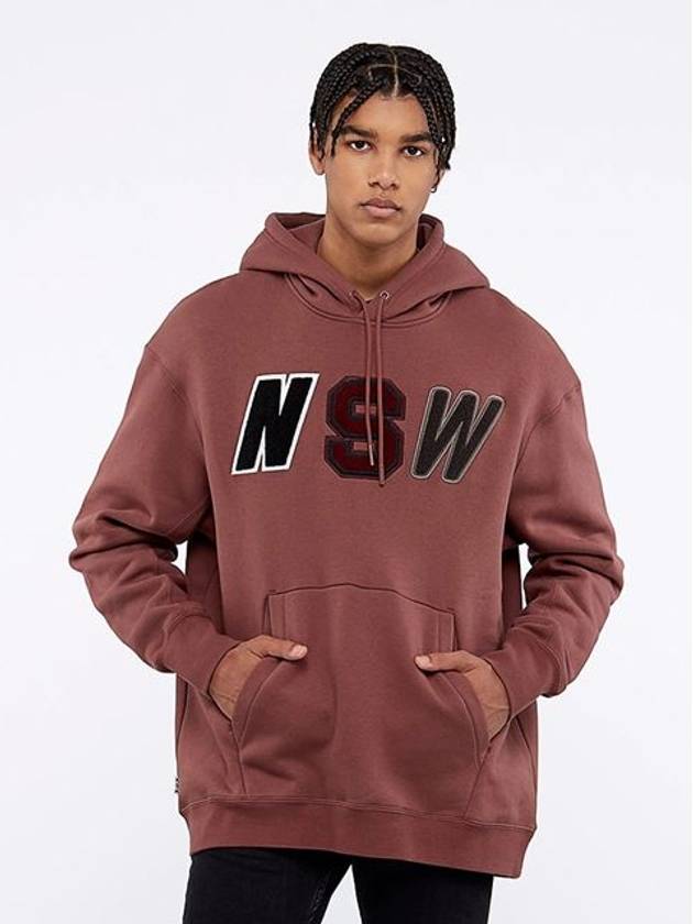 01943574236NSW Oversized Fleece Hooded TshirtDark Pink - NIKE - BALAAN 1