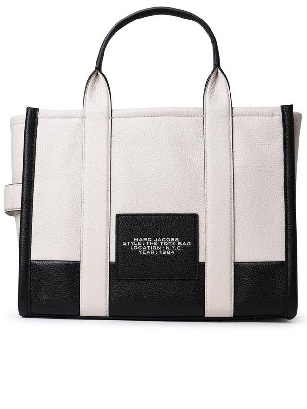 Logo Medium Leather Tote Bag Cream - MARC JACOBS - BALAAN 4