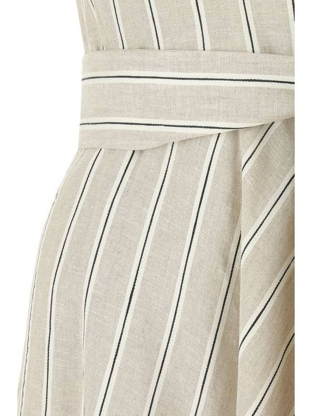 Aerovia Striped Belt Linen Sleeveless Midi Dress Sand - MAX MARA - BALAAN 4