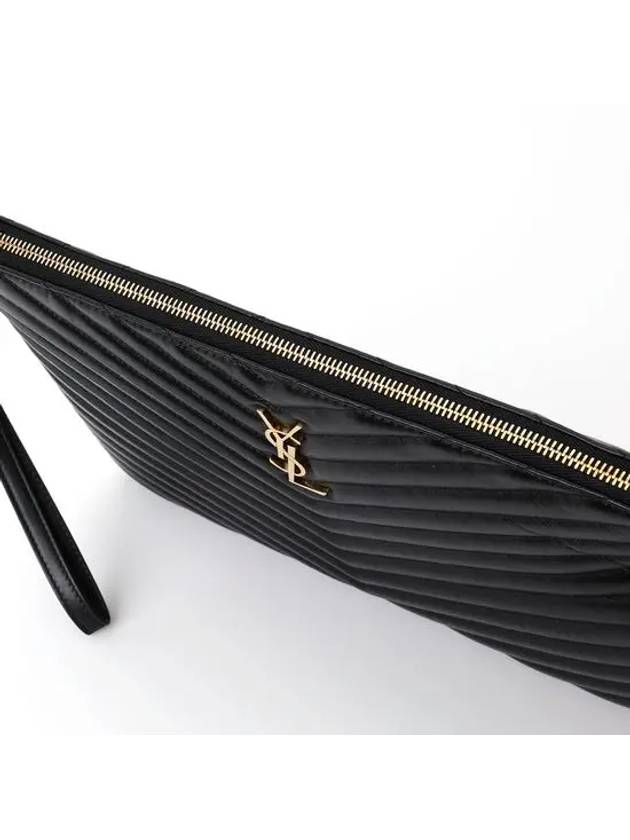 Gold Monogram Matelasse Clutch Bag Black - SAINT LAURENT - BALAAN 7