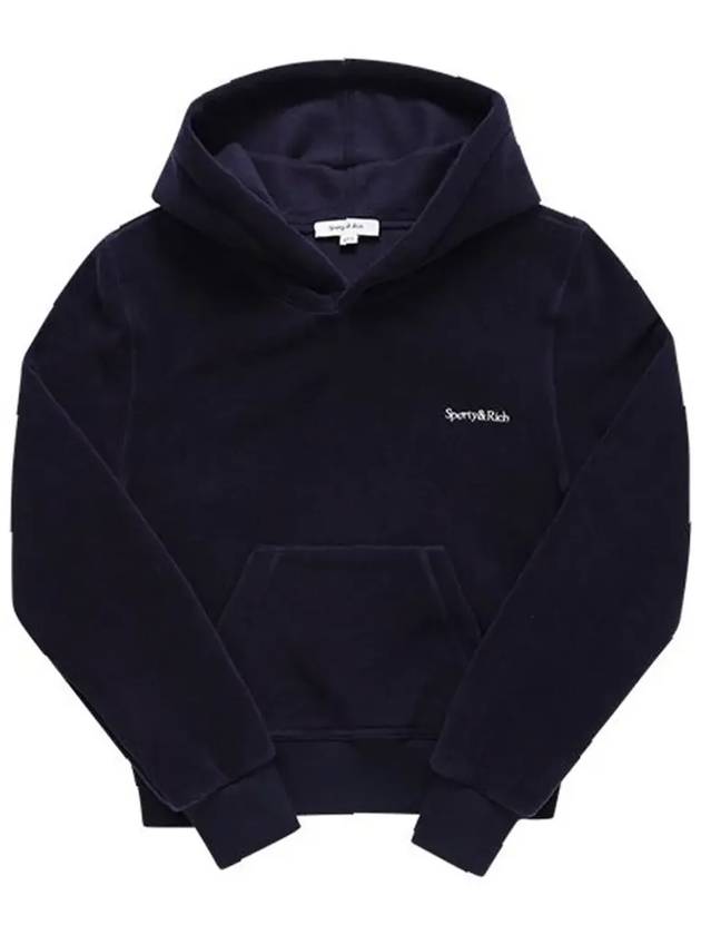 Serif Embroidered Logo Hoodie Navy - SPORTY & RICH - BALAAN 5