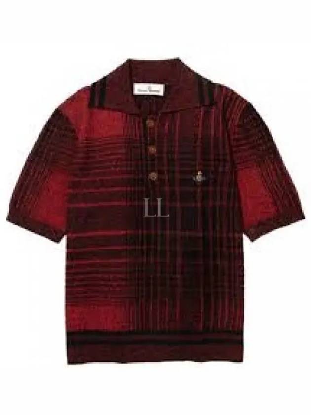 Logo Check Cotton Polo Shirt Black Red - VIVIENNE WESTWOOD - BALAAN 2