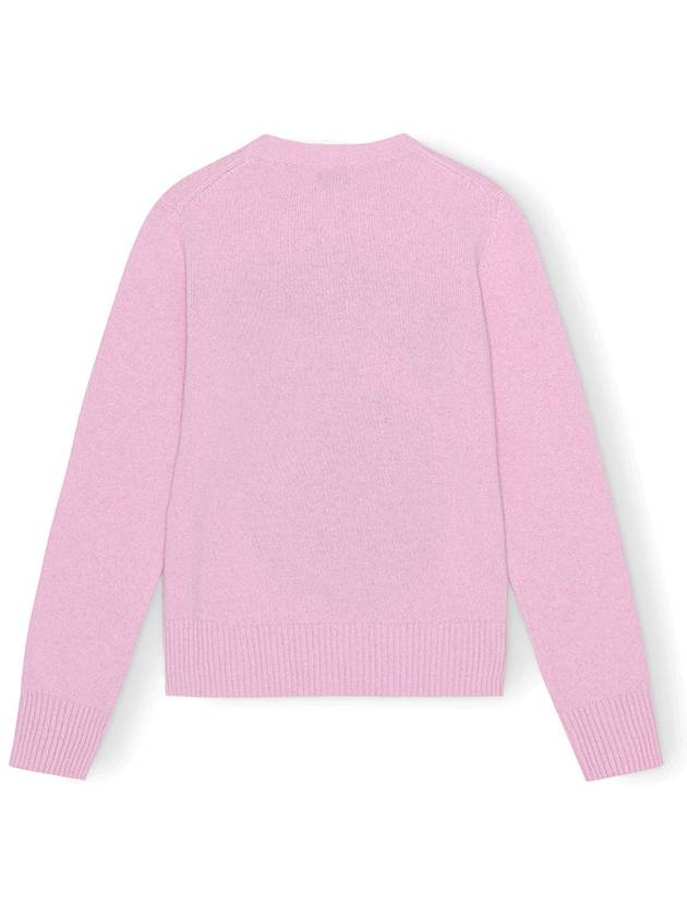 Graphic Peach Round Neck Pullover Knit Top Pink - GANNI - BALAAN 5