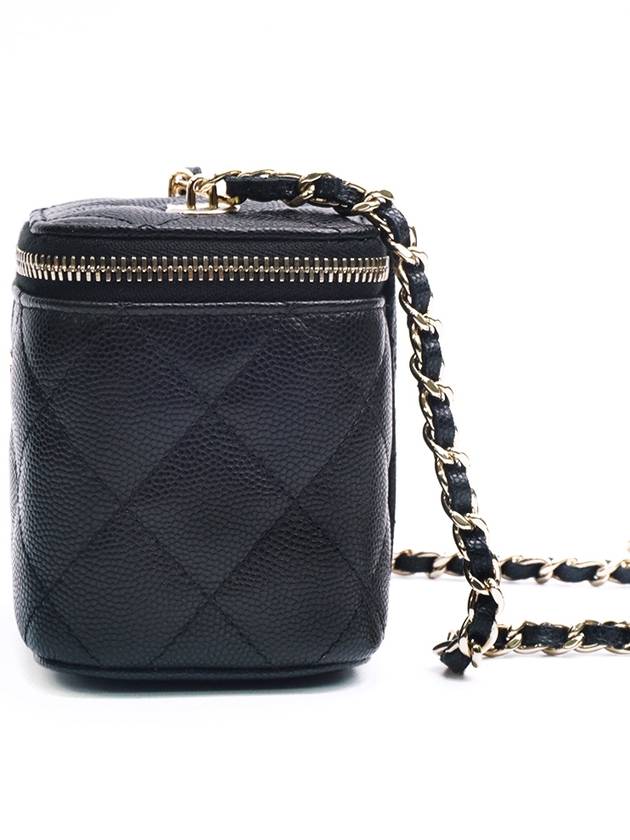 Classic Small Chain Grained Calfskin Gold Metal Cosmetic Case Mini Bag Black - CHANEL - BALAAN 5