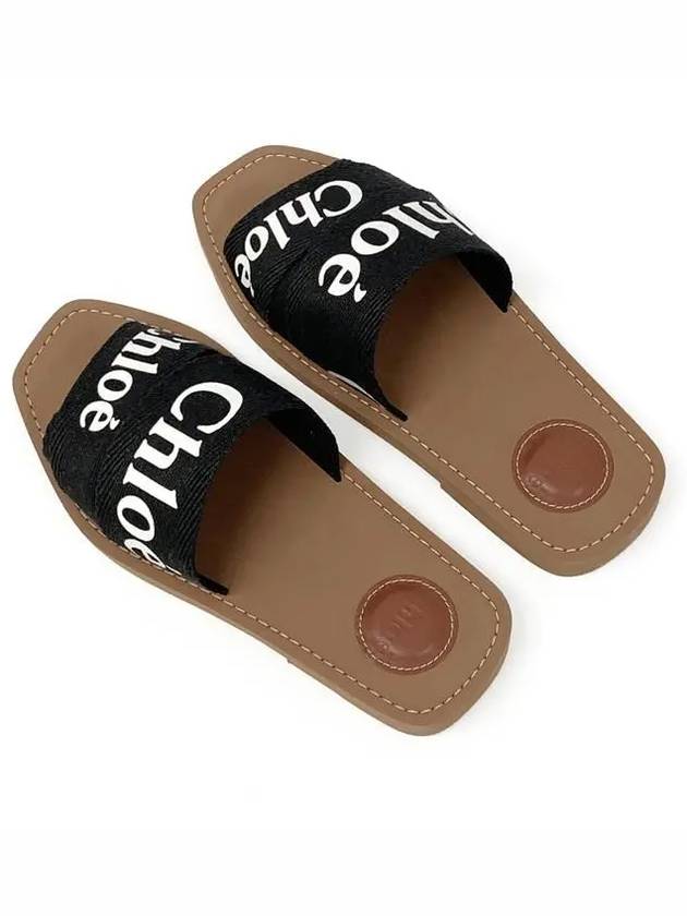 Woody Logo Flat Mule Slippers Black - CHLOE - BALAAN 3