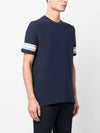 Textured Cotton Stripe Short Sleeve T-Shirt Navy - THOM BROWNE - BALAAN 6