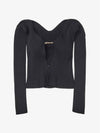 La Maille Pralu Longue Micro Charm Logo Cardigan Black - JACQUEMUS - BALAAN 2