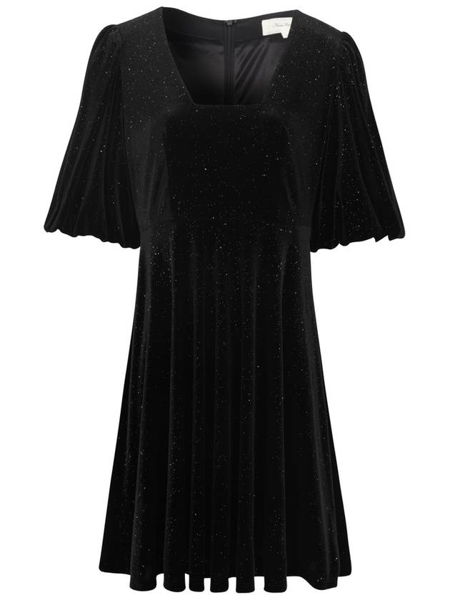 Velvet Wide Sleeve Square Neck Mini Dress Black - NARU KANG - BALAAN 1