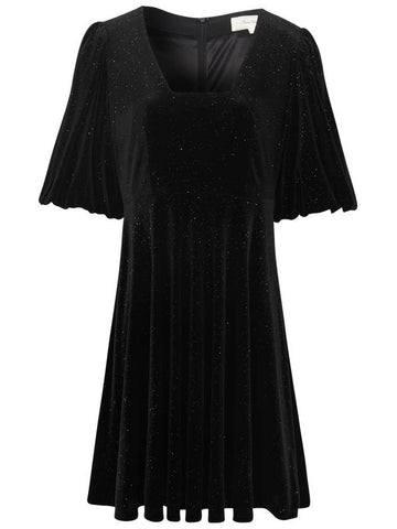Velvet Wide sleeve Square neck Mini Dress - NARU KANG - BALAAN 1
