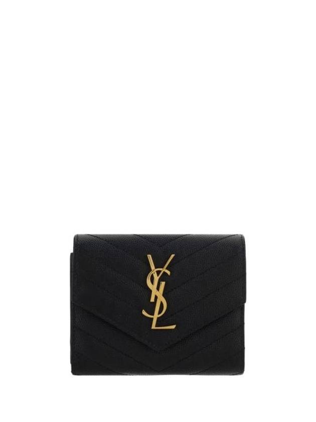 Matelasse Monogram Quilting Flap Half Wallet Black - SAINT LAURENT - BALAAN 2