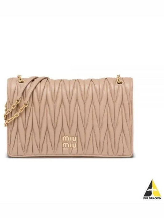 Matelasse Plaque Logo Nappa Leather Cross Bag Beige - MIU MIU - BALAAN 2