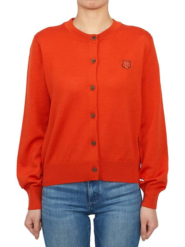 Bold Fox Head Patch Regular Cardigan Red - MAISON KITSUNE - BALAAN 2