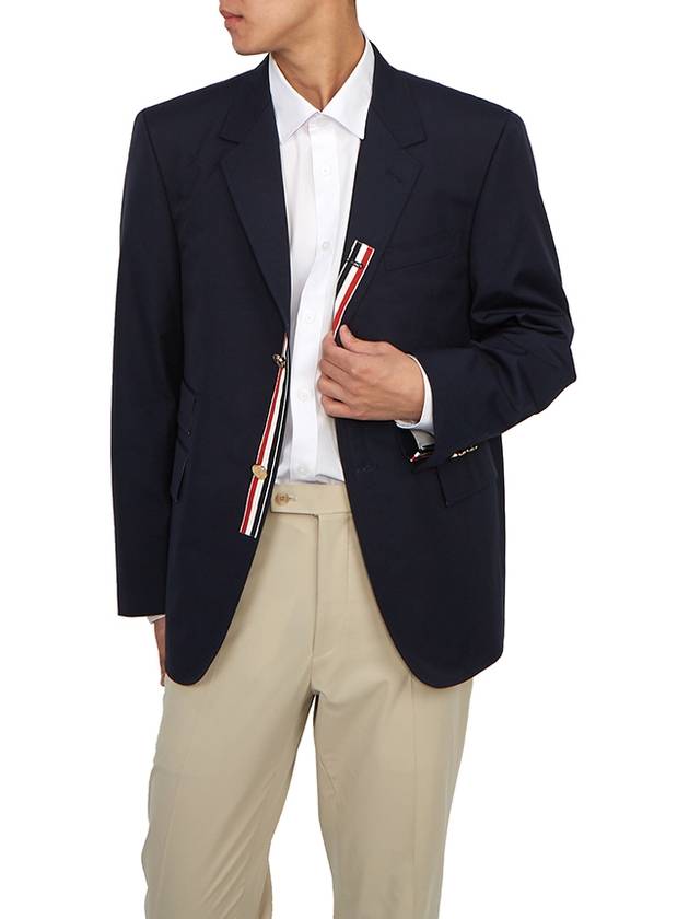 Typewriter Cloth Grosgrain Placket Sport Jacket Navy - THOM BROWNE - BALAAN 6