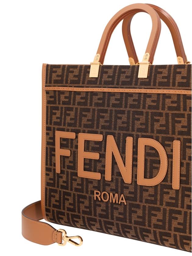 Sunshine Medium FF Jacquard Tote Bag Brown - FENDI - BALAAN 4