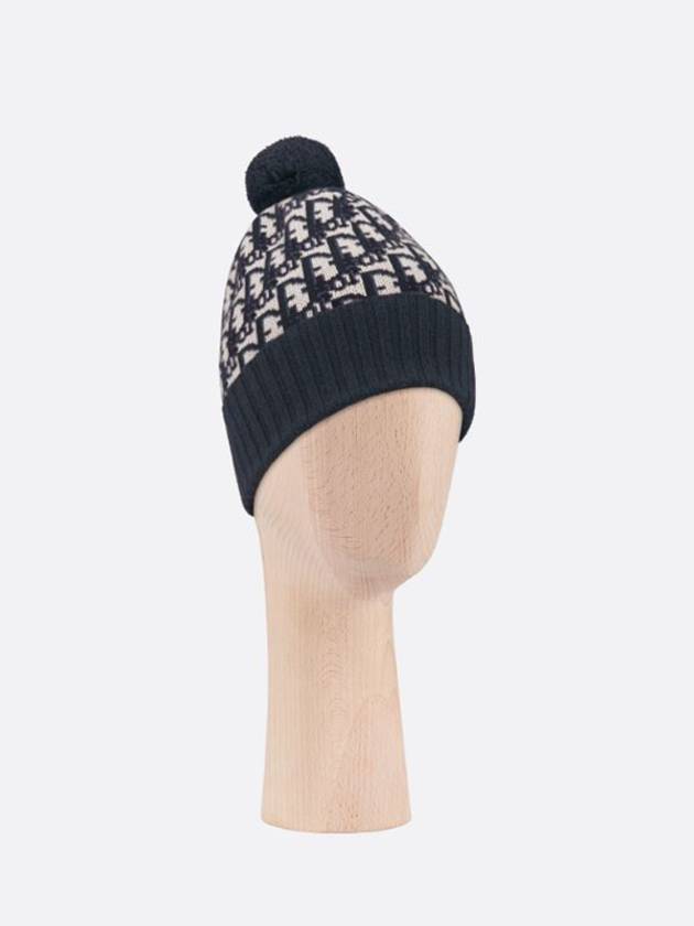 oblique pom pom beanie navy - DIOR - BALAAN.