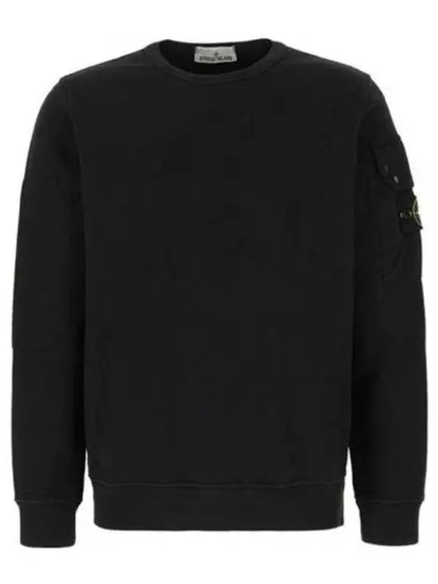 Brushed Organic Cotton Fleece Sweatshirt Black - STONE ISLAND - BALAAN 2