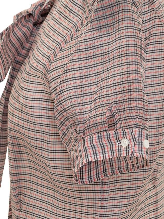 Women's Check Pattern Bow Blouse - THOM BROWNE - BALAAN 4