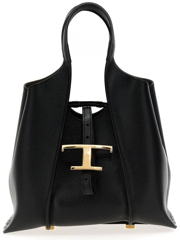 T Timeless Leather Shopping Mini Tote Bag Black - TOD'S - BALAAN 2