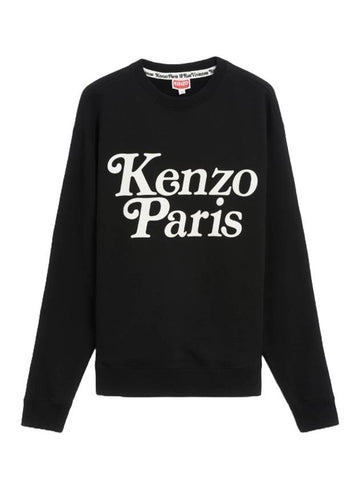 Paris Logo Crew Neck Cotton Sweatshirt Black - KENZO - BALAAN 1