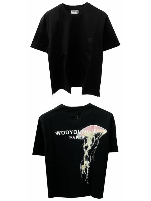 Luminous Jellyfish Back Logo Short Sleeve T-Shirt Black - WOOYOUNGMI - BALAAN 5